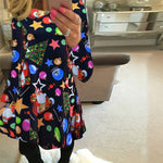 5XL Christmas Tree Santa Snowman Dress Women Autumn Long Sleeve Mini Dresses Casual New Year Festival Family Party Dress Vestido